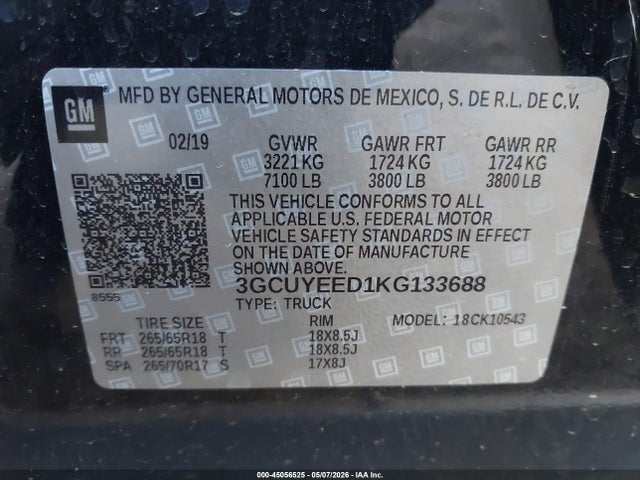 3GCUYEED1KG133688 Chevrolet Silverado 1500 Rst
