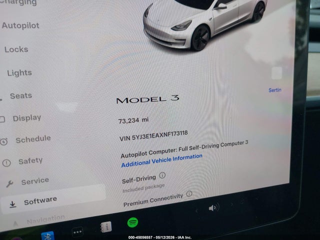 Aukcja sprzedaży 2022 Tesla Model 3 Rear-wheel Drive, vin: 5YJ3E1EAXNF173118, numer aukcji: 45056557