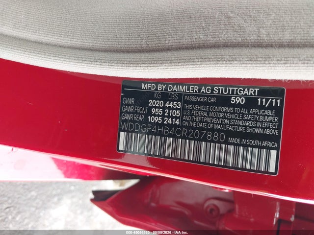 Продаж на аукціоні авто 2012 Mercedes-benz C 250 Sport, vin: WDDGF4HB4CR207880, номер лоту: 45056560