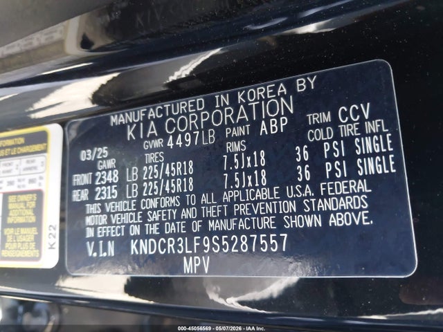Продаж на аукціоні авто 2025 Kia Niro Plug-in Hybrid Sx Touring, vin: KNDCR3LF9S5287557, номер лоту: 45056569