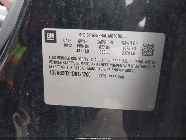 2013 Cadillac Ats Luxury მანქანა იყიდება აუქციონზე, vin: 1G6AB5RX1D0126209, აუქციონის ნომერი: 45056576