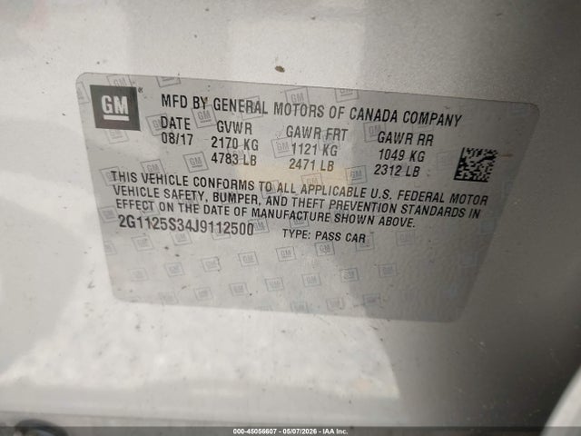 Chevrolet IMPALA 2LZ 2018 2G1125S34J9112500 Image 9