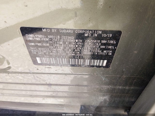Продажа на аукционе авто 2020 Subaru Forester Touring, vin: JF2SKAXC8LH437910, номер лота: 45056608