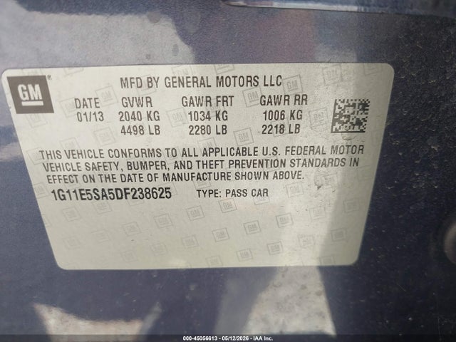 45056613 :رقم المزاد ، 1G11E5SA5DF238625 vin ، 2013 Chevrolet Malibu 2lt مزاد بيع