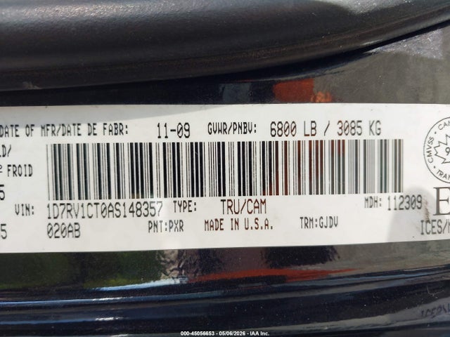 Aukcja sprzedaży 2010 Dodge Ram 1500 Laramie, vin: 1D7RV1CT0AS148357, numer aukcji: 45056653