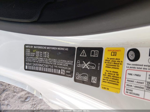 Продаж на аукціоні авто 2021 Bmw M440i Xdrive, vin: WBA13AR09MCF80714, номер лоту: 45056669