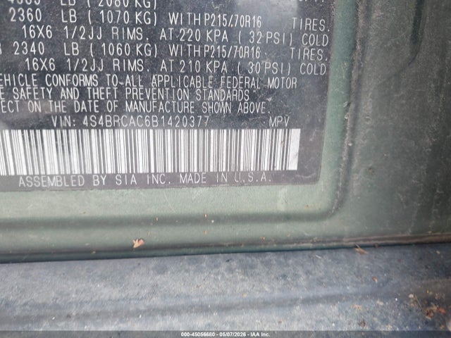 2011 Subaru Outback 2.5i მანქანა იყიდება აუქციონზე, vin: 4S4BRCAC6B1420377, აუქციონის ნომერი: 45056680