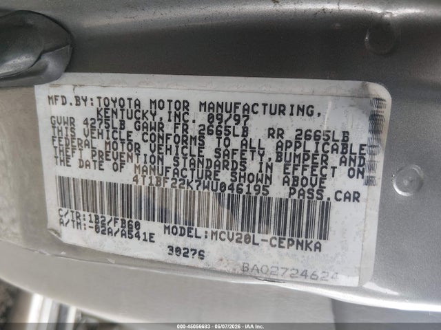 Продаж на аукціоні авто 1998 Toyota Camry Le V6, vin: 4T1BF22K7WU046195, номер лоту: 45056683