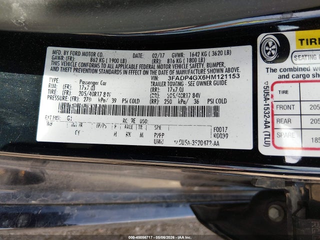 3FADP4GX6HM121153 Ford FIESTA ST