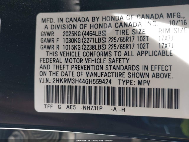 2HKRM3H44GH559424 Honda CR-V SE