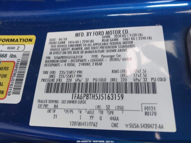 Ford Mustang Ecoboost 2018 1FA6P8TH5J5163159 Image 9