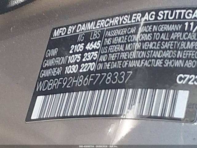 Aukcja sprzedaży 2006 Mercedes-benz C 280 Luxury 4matic, vin: WDBRF92H86F778337, numer aukcji: 45056754
