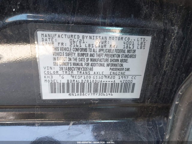 3N1AB8CV7MY306146 Nissan Sentra Sv Xtronic Cvt