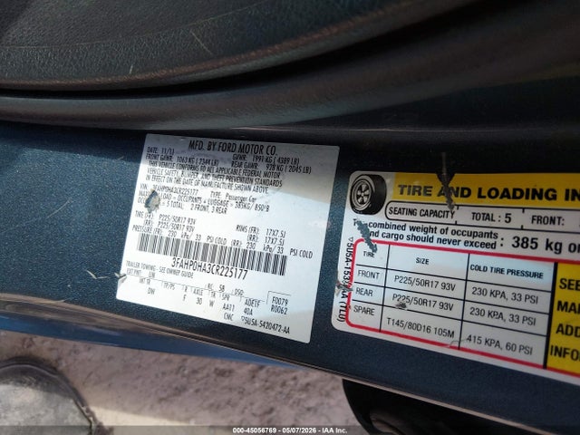 Продаж на аукціоні авто 2012 Ford Fusion Se, vin: 3FAHP0HA3CR225177, номер лоту: 45056769
