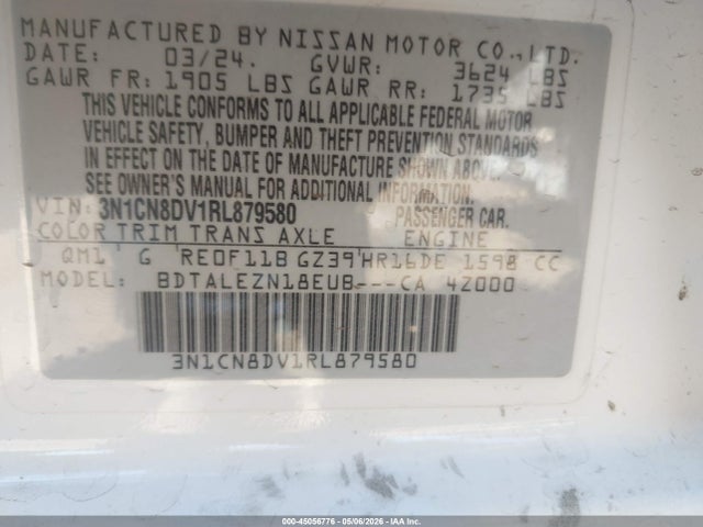3N1CN8DV1RL879580 Nissan Versa 1.6 S