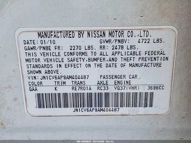 Продажа на аукционе авто 2010 Infiniti G37, vin: JN1CV6AP9AM404487, номер лота: 45056823