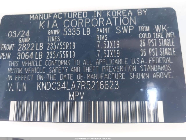 KNDC34LA7R5216623 KIA Ev6 Wind