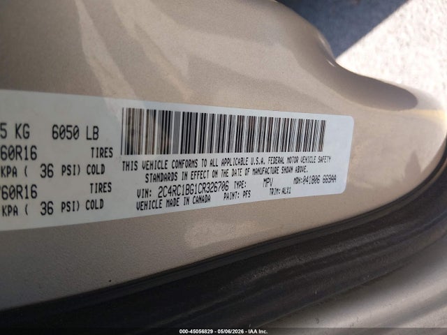 2012 Chrysler Town & Country Touring მანქანა იყიდება აუქციონზე, vin: 2C4RC1BG1CR326706, აუქციონის ნომერი: 45056829