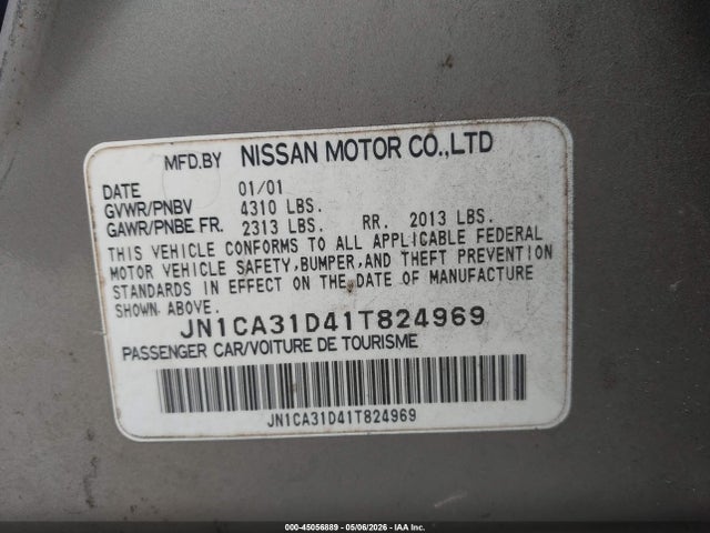 Aukcja sprzedaży 2001 Nissan Maxima Gxe, vin: JN1CA31D41T824969, numer aukcji: 45056889