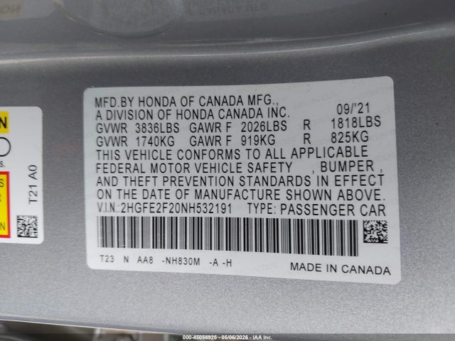 Honda Civic Lx 2022 2HGFE2F20NH532191 Image 9