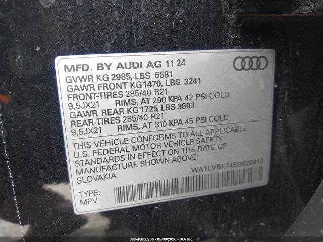 2025 Audi Q7 Premium Plus 55 Tfsi Quattro Tiptronic მანქანა იყიდება აუქციონზე, vin: WA1LVBF74SD020613, აუქციონის ნომერი: 45056934