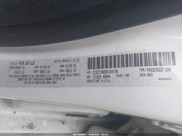 45056947 :رقم المزاد ، 1C3CCCAB5GN164156 vin ، 2016 Chrysler 200 Limited مزاد بيع