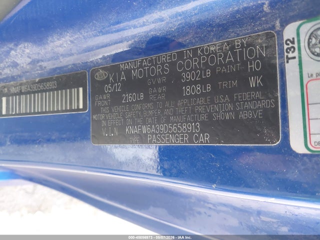 45056973 :رقم المزاد ، KNAFW6A39D5658913 vin ، 2013 Kia Forte Koup Sx مزاد بيع
