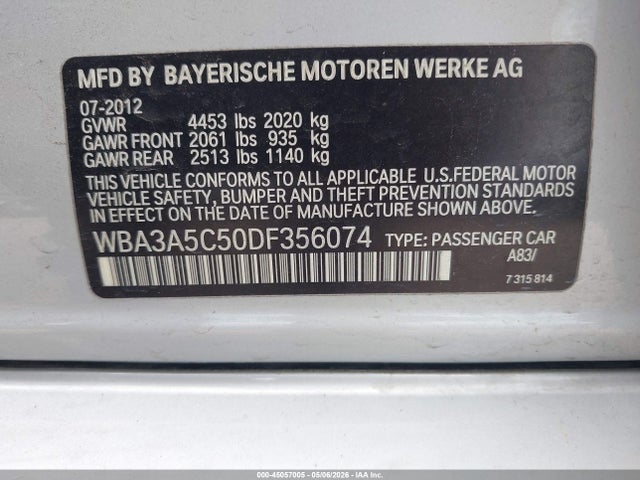 Продажа на аукционе авто 2013 Bmw 328i, vin: WBA3A5C50DF356074, номер лота: 45057005