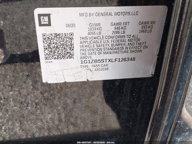 Продажа на аукционе авто 2020 Chevrolet Malibu Fwd Ls, vin: 1G1ZB5STXLF126348, номер лота: 45057047