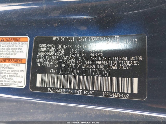 Продаж на аукціоні авто 2013 Scion Fr-s, vin: JF1ZNAA10D1720751, номер лоту: 45057106
