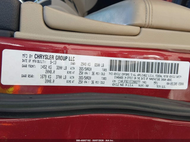 2014 Jeep Grand Cherokee Limited მანქანა იყიდება აუქციონზე, vin: 1C4RJFBG1EC288277, აუქციონის ნომერი: 45057192