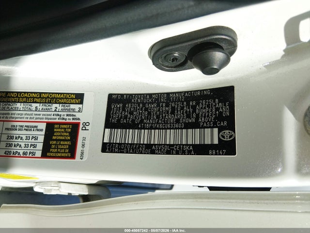 Продажа на аукционе авто 2012 Toyota Camry Se Limited Edition, vin: 4T1BF1FK6CU633603, номер лота: 45057242