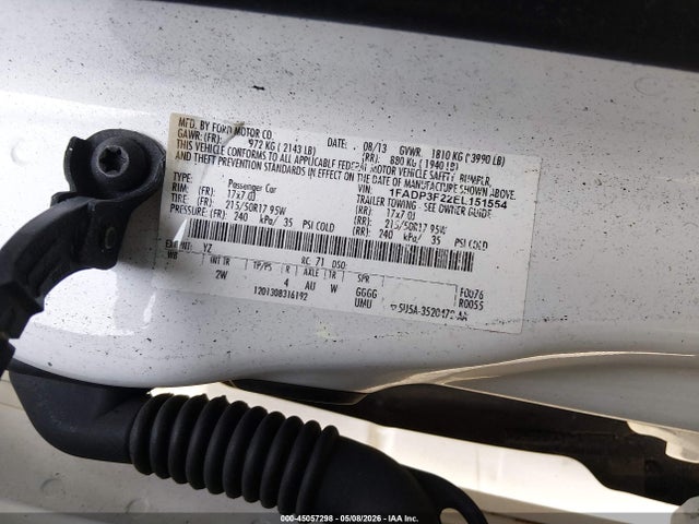 45057298 :رقم المزاد ، 1FADP3F22EL151554 vin ، 2014 Ford Focus Se مزاد بيع