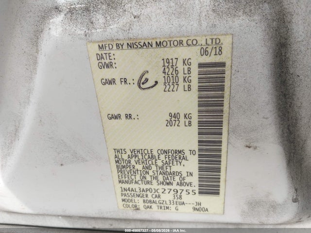 1N4AL3AP0JC279755 Nissan Altima 2.5 S