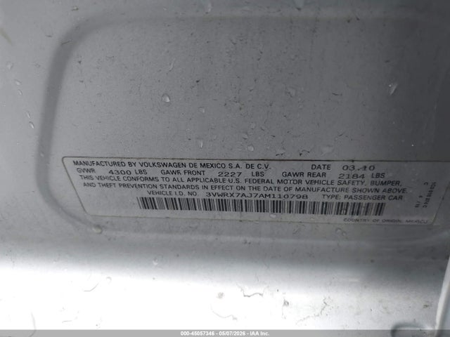 Продаж на аукціоні авто 2010 Volkswagen Jetta Limited Edition, vin: 3VWRX7AJ7AM110798, номер лоту: 45057346