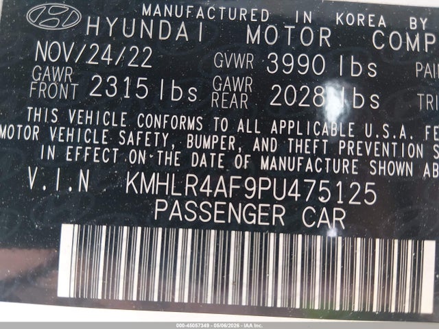 2023 Hyundai Elantra N Line მანქანა იყიდება აუქციონზე, vin: KMHLR4AF9PU475125, აუქციონის ნომერი: 45057349