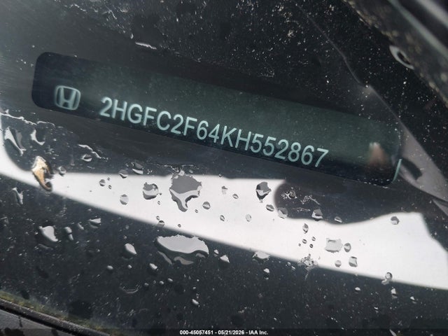 Продаж на аукціоні авто 2019 Honda Civic Lx, vin: 2HGFC2F64KH552867, номер лоту: 45057451