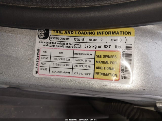 45057453 :رقم المزاد ، 1FADP3K21GL352239 vin ، 2016 Ford Focus Se مزاد بيع
