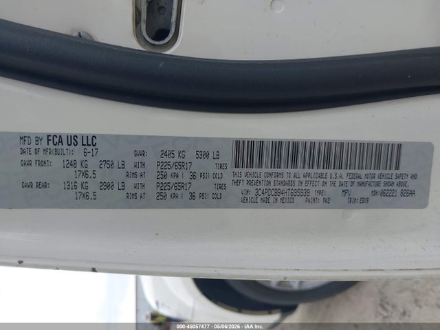 Продаж на аукціоні авто 2017 Dodge Journey Sxt, vin: 3C4PDCBB4HT695939, номер лоту: 45057477