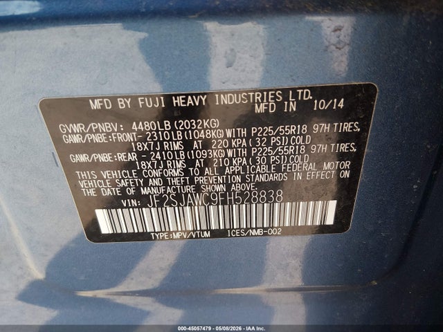 Продажа на аукционе авто 2015 Subaru Forester 2.5i Touring, vin: JF2SJAWC9FH528838, номер лота: 45057479