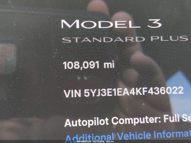 Tesla Model 3 Long Range/mid Range/standard Range/standard Range Plus 2019 5YJ3E1EA4KF436022 Image 7