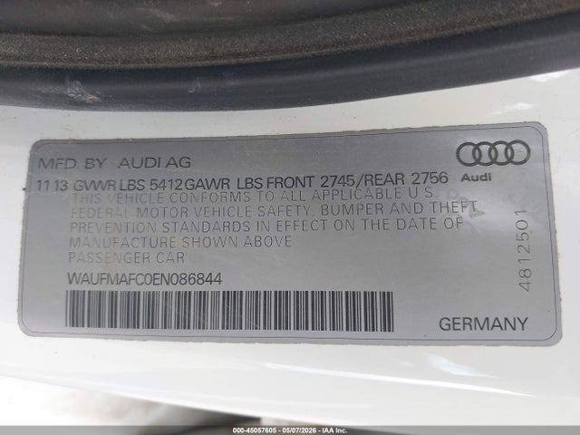 45057605 :رقم المزاد ، WAUFMAFC0EN086844 vin ، 2014 Audi A6 3.0 Tdi Premium Plus مزاد بيع