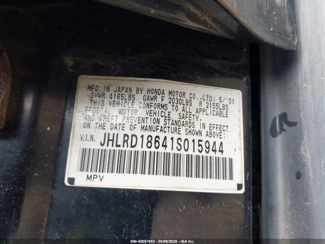 Aukcja sprzedaży 2001 Honda Cr-v Ex, vin: JHLRD18641S015944, numer aukcji: 45057652