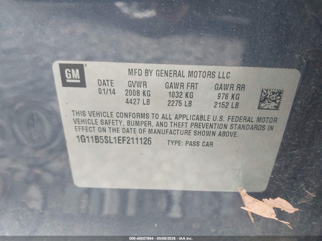 Продажа на аукционе авто 2014 Chevrolet Malibu 1ls, vin: 1G11B5SL1EF211126, номер лота: 45057694