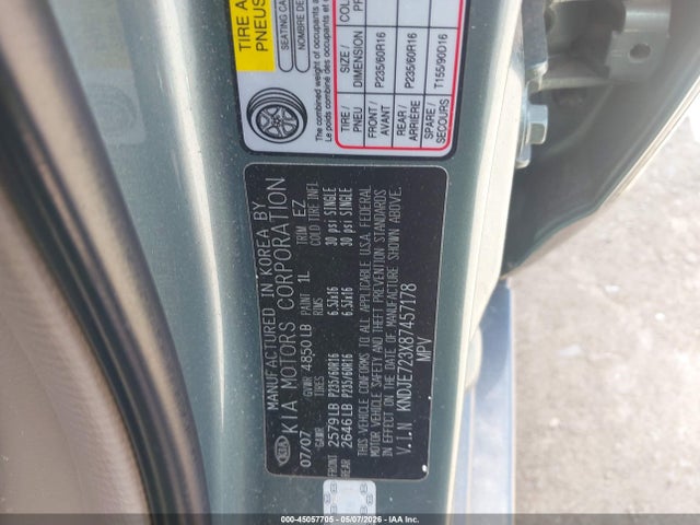 45057705 :رقم المزاد ، KNDJE723X87457178 vin ، 2008 Kia Sportage Ex V6 مزاد بيع