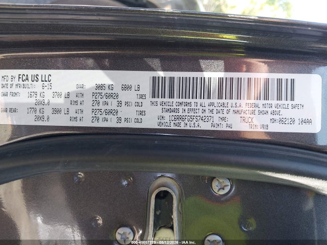 2015 Ram 1500 Express მანქანა იყიდება აუქციონზე, vin: 1C6RR6FG5FS742371, აუქციონის ნომერი: 45057729
