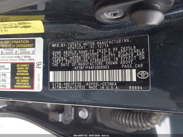 Продажа на аукционе авто 2015 Toyota Camry Le, vin: 4T1BF1FK8FU906903, номер лота: 45057733