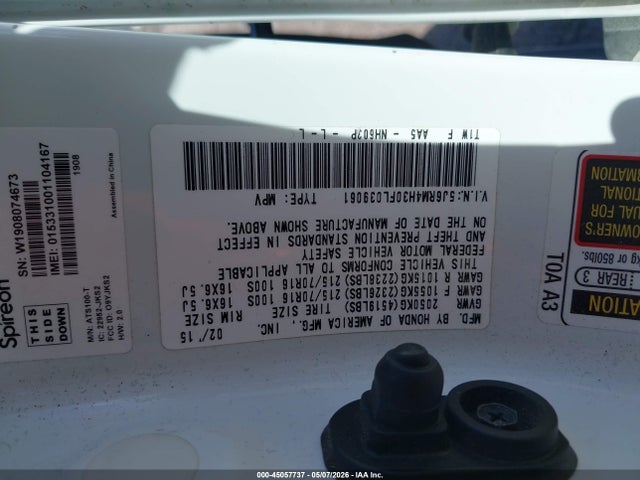 Honda CR-V LX 2015 5J6RM4H30FL039061 Image 9