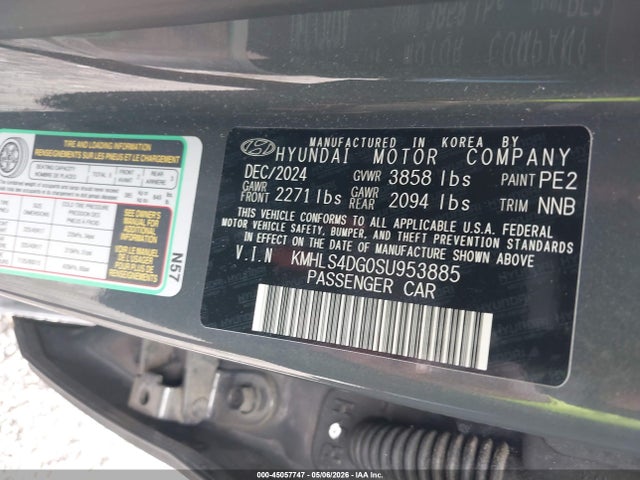 45057747 :رقم المزاد ، KMHLS4DG0SU953885 vin ، 2025 Hyundai Elantra Sel Convenience مزاد بيع