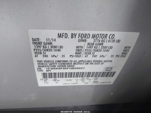 Aukcja sprzedaży 2015 Ford Explorer Limited, vin: 1FM5K8F85FGB29021, numer aukcji: 45057749